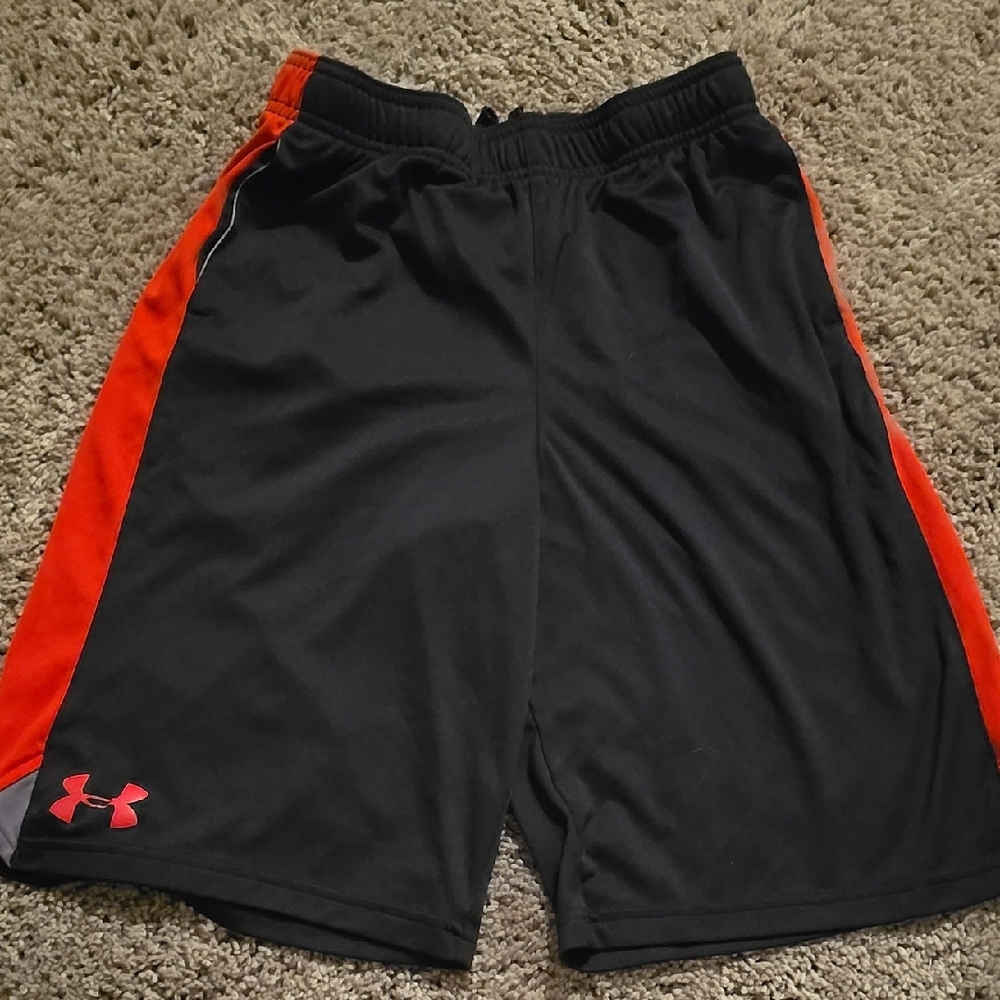 Under Armour Black and Red Athletic Shorts